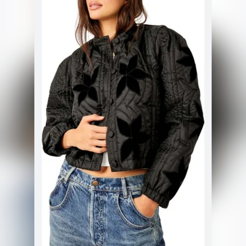 Free People Quinn Quilted Crop Jacket Size XL